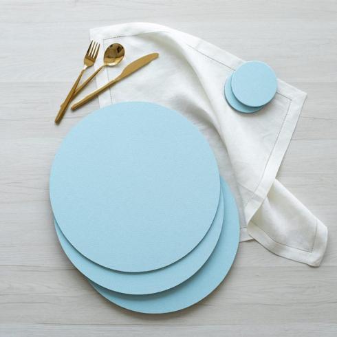 $18.50 Classic Canvas Round Felt-Backed Placemat in Aqua
