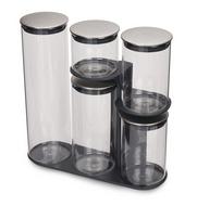 $80.00 Podium 5-piece Glass Storage Jar Set with Stand (100 Collection)