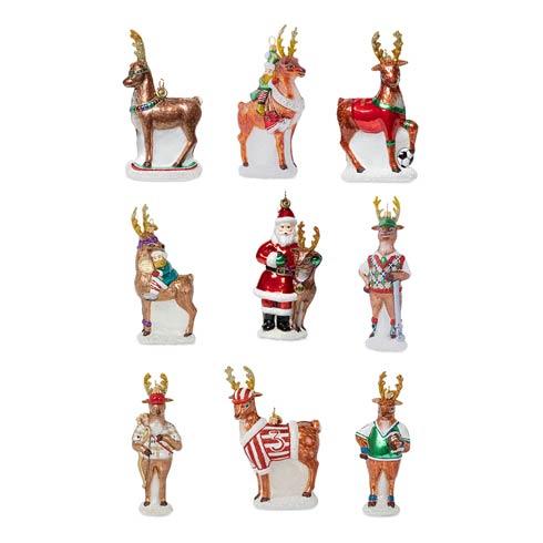 $850.00 Country Estate Reindeer Games Full Collection - Reindeer Glass Ornaments, Set of 9