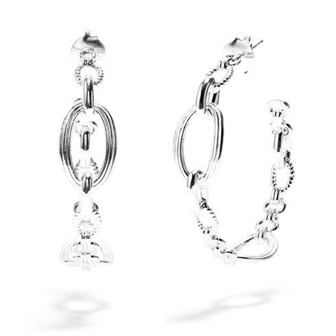 $145.00 Chain Hoop Earrings, Silver