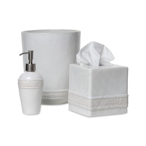 $250.00 Le Panier Whitewash 3pc Bath Essentials Set Soap/Lotion/Hand Sanitizer Dispenser, Tissue Box Cover, Wastebasket