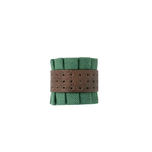 $32.00 Ruffle Green Wool Napkin Ring