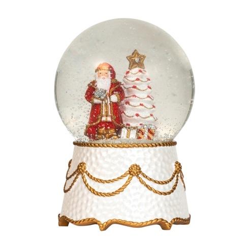 $135.00 Berry and Thread Gold & Silver Santa Musical Snow Globe