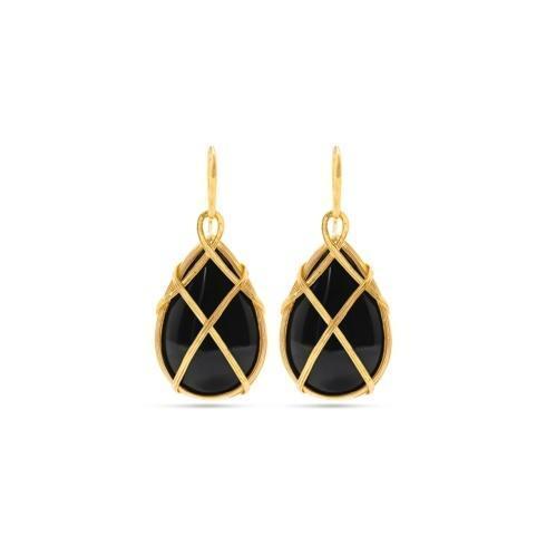 $155.00 Drop Earrings, Black/Gold