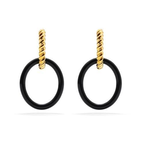 Link Earrings, Black/Gold