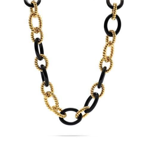 $250.00 Chain Necklace 18", Black/Gold
