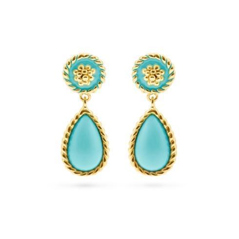 $125.00 Petal Enamel Drop Earrings, Turquoise