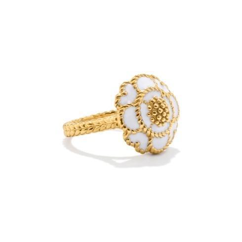$98.00 Enamel Blossom Ring in White -Size 8