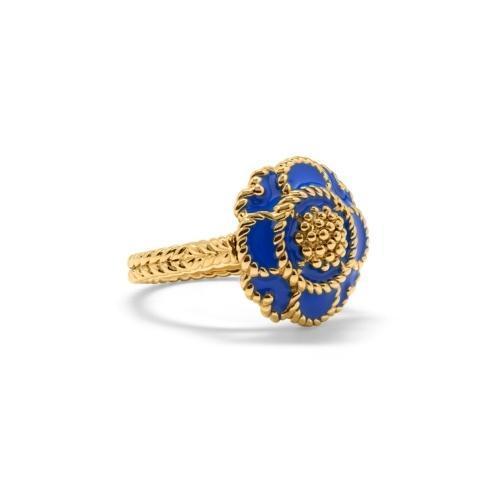 $98.00 Enamel Blossom Ring in Cobalt - Size 8