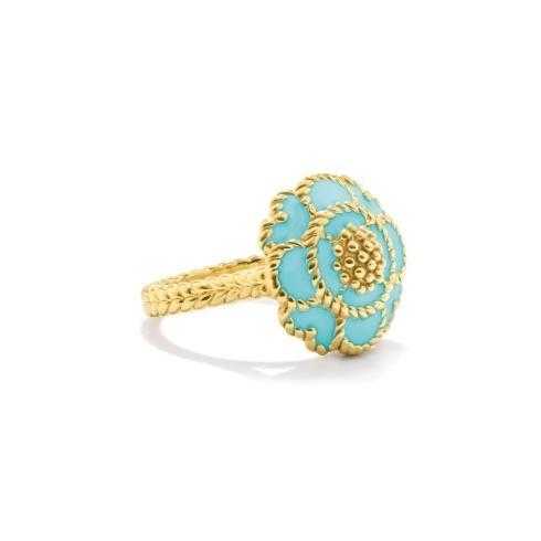 $98.00 Enamel Blossom Ring in Turquoise - Size 8