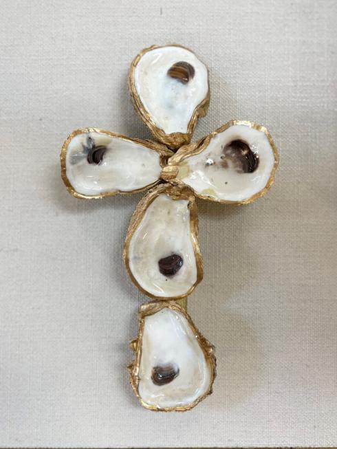 $43.00 OYSTER SHELL CROSS ON WOOD