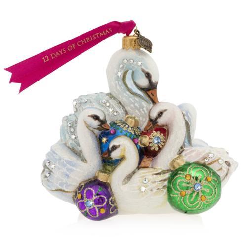 $165.00 Seven Swans of Swimming Glass Ornament