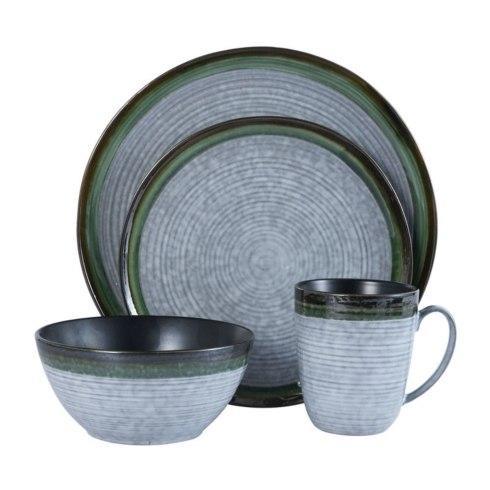 $128.00 Willa Green Green 16PC Dinnerware Set, Service for 4 (Brown Box Remailer)