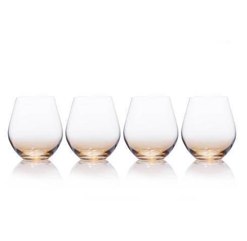 $100.00 Gianna Ombre Amber 19oz. Stemless Wine Glass, Set of 4