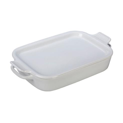 Le Creuset Stoneware White Rectangular Dish with Platter Lid - White $120.00