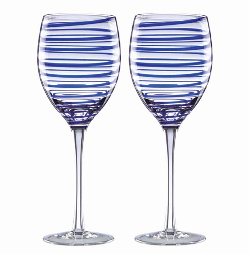 $40.00 Blue 2pc Wine Glass Set
