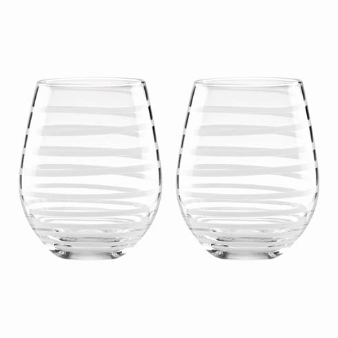 $40.00 White 2pc Stemless Wine Glass Set