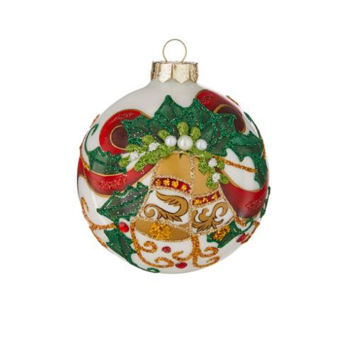 $14.00 Christmas Eve: Bells with Ribbons & Pearls Ornament