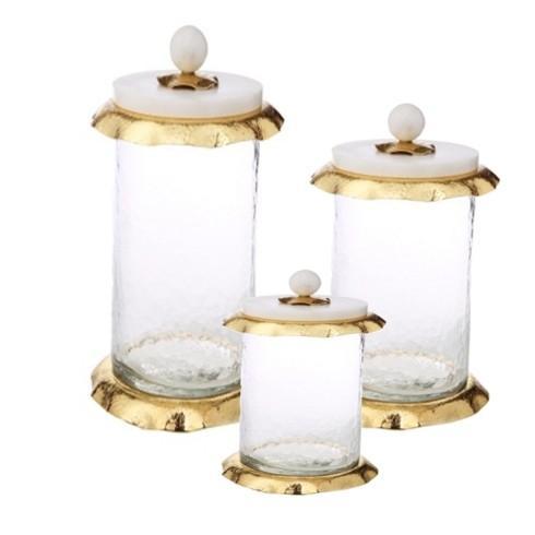 Live With It by Lora Hobbs Exclusives  Pizzazz Set of 3 Glass Cannisters with Marble and Gold Lid $162.00