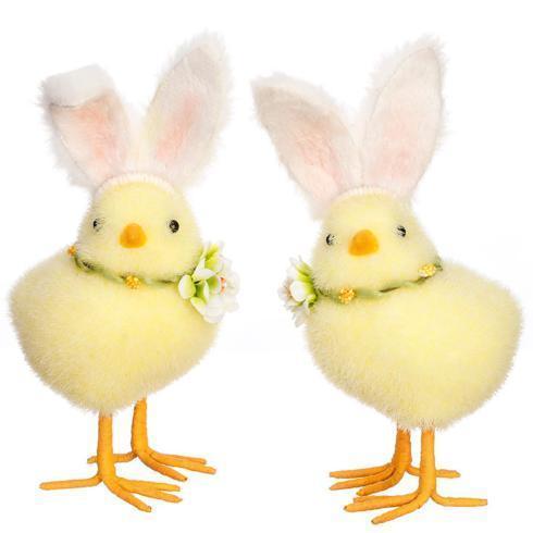 $28.00 Chicks with Fuzzy Bunny Ears, Set of 2