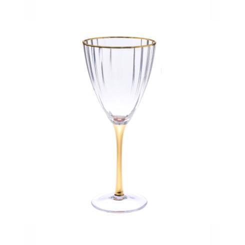 $48.00 Vivid Gold Set of 4 Straight Lined Textured Water Goblets