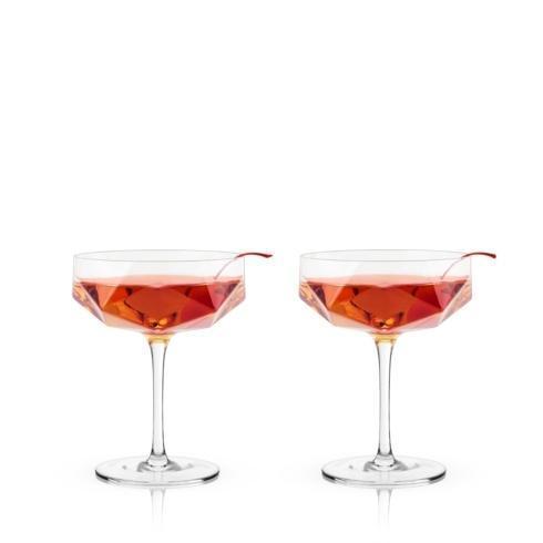 Raye Faceted Crystal Coupe Cocktail Glasses, Set of 2 - $36.00