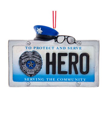 $8.00 Police Hero License Plate Ornament