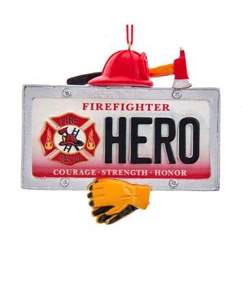 $8.00 Firefighter Hero License Plate Ornament