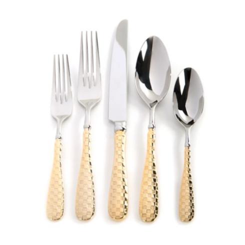 Gold Check Flatware - 5-Piece Place Setting - $128.00