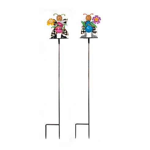 $68.00 Happy Bugs Garden Stakes - Set of 2