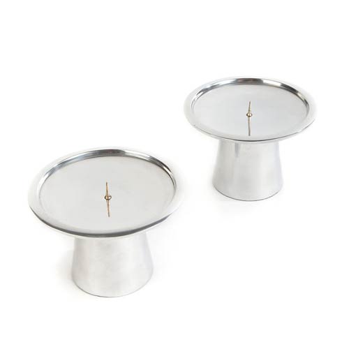 MacKenzie-Childs Glow Candleholders & Accessories Ribbed Pillar Candle Holders - Silver - Set Of 2 $48.00
