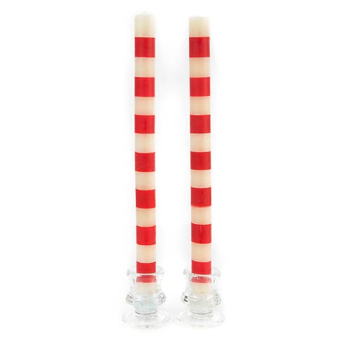 Bands Dinner Candles - Red - Set Of 2 image