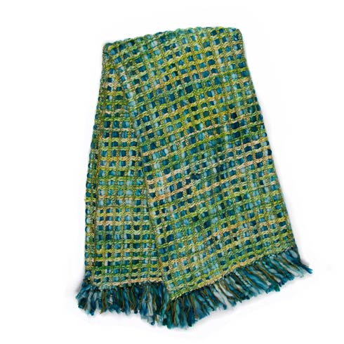 $135.00 Basket Weave Throw - Peacock