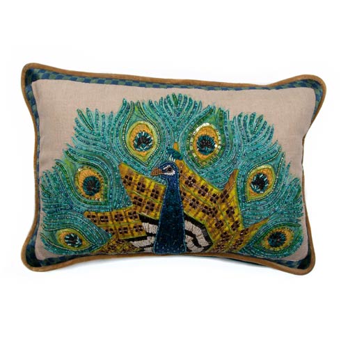 $150.00 Peacock Lumbar Pillow