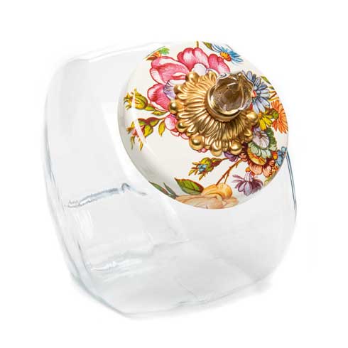 $58.00 Sweets Jar with Flower Market Enamel Lid - White
