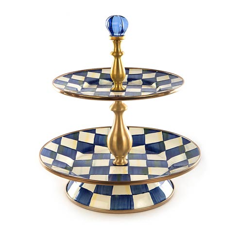 MacKenzie-Childs Royal Check Tabletop Two Tier Sweet Stand $218.00