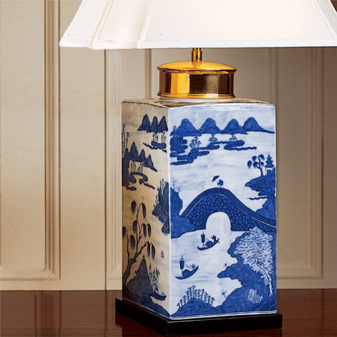 $2,153.06 Blue Canton Tea Jar Lamp Lg.
