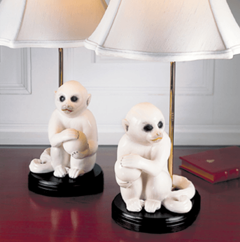 $450.00 Small White Monkey Lamp, Pair