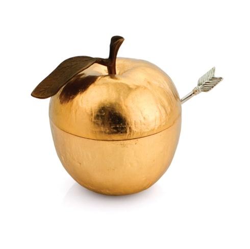 Apple Honey Pot w/ Spoon Goldtone  - $100.00