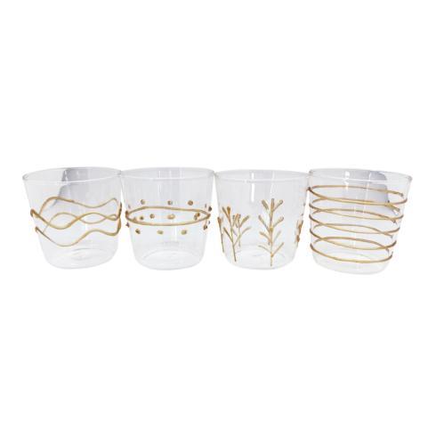 $89.00 Gold Suite of Double Old Fashion Glasses