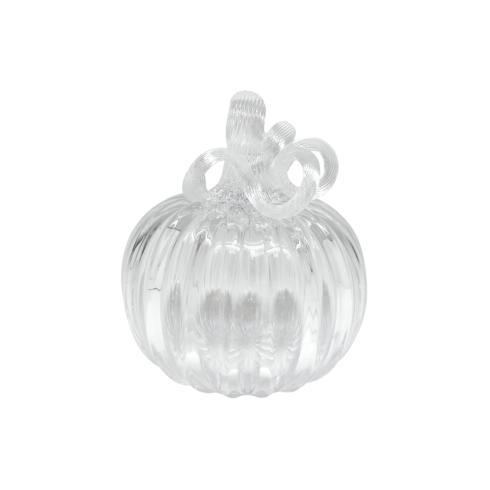 $59.00 Clear Glass Small Pumpkin with Clear Stem