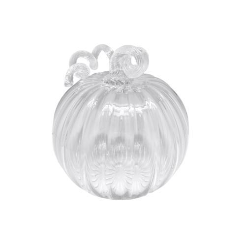 $114.00 Clear Glass Large Pumpkin with Clear Stem