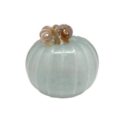 $139.00 Teal Glass Extra Large Pumpkin with Gold Stem