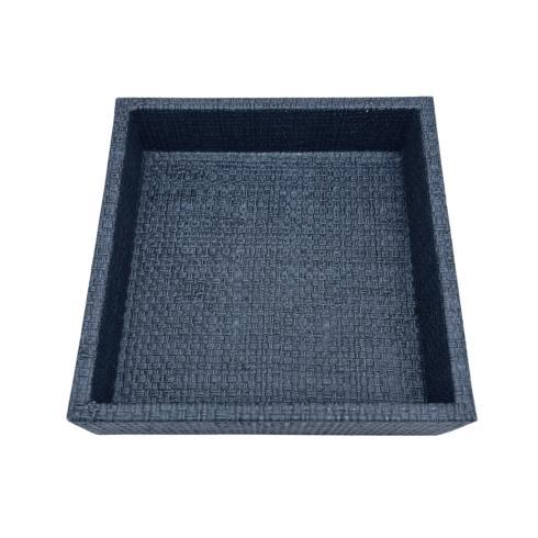 $64.00 Indigo Faux Grasscloth Napkin Box/Small Tray