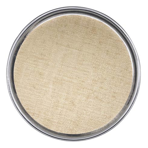 $265.00 Round Metal Tray with Sand Faux Grasscloth Insert