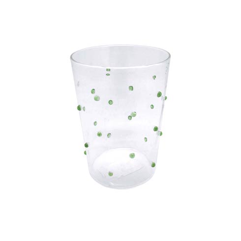 $26.00 Applique Green Dotty Double Old Fashion Glass