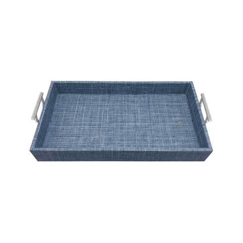 $149.00 Heather Blue Metal Handled Small Tray