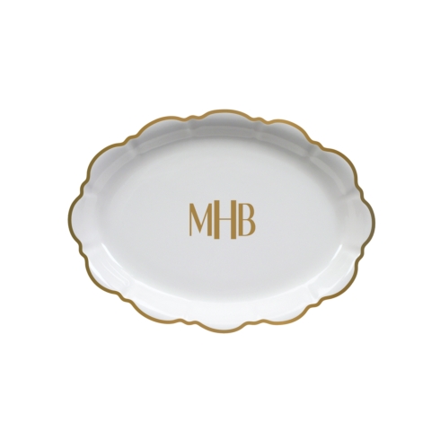 Pickard China Signature With Monogram - Gold White Large Oval Mint $105.00