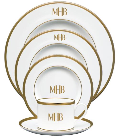 Pickard China Signature With Monogram - Gold White 5 Piece Place Setting $295.00