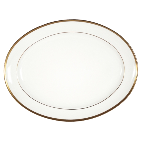 Pickard China Signature With No Monogram - Gold Ultra-White Oval Platter $259.00